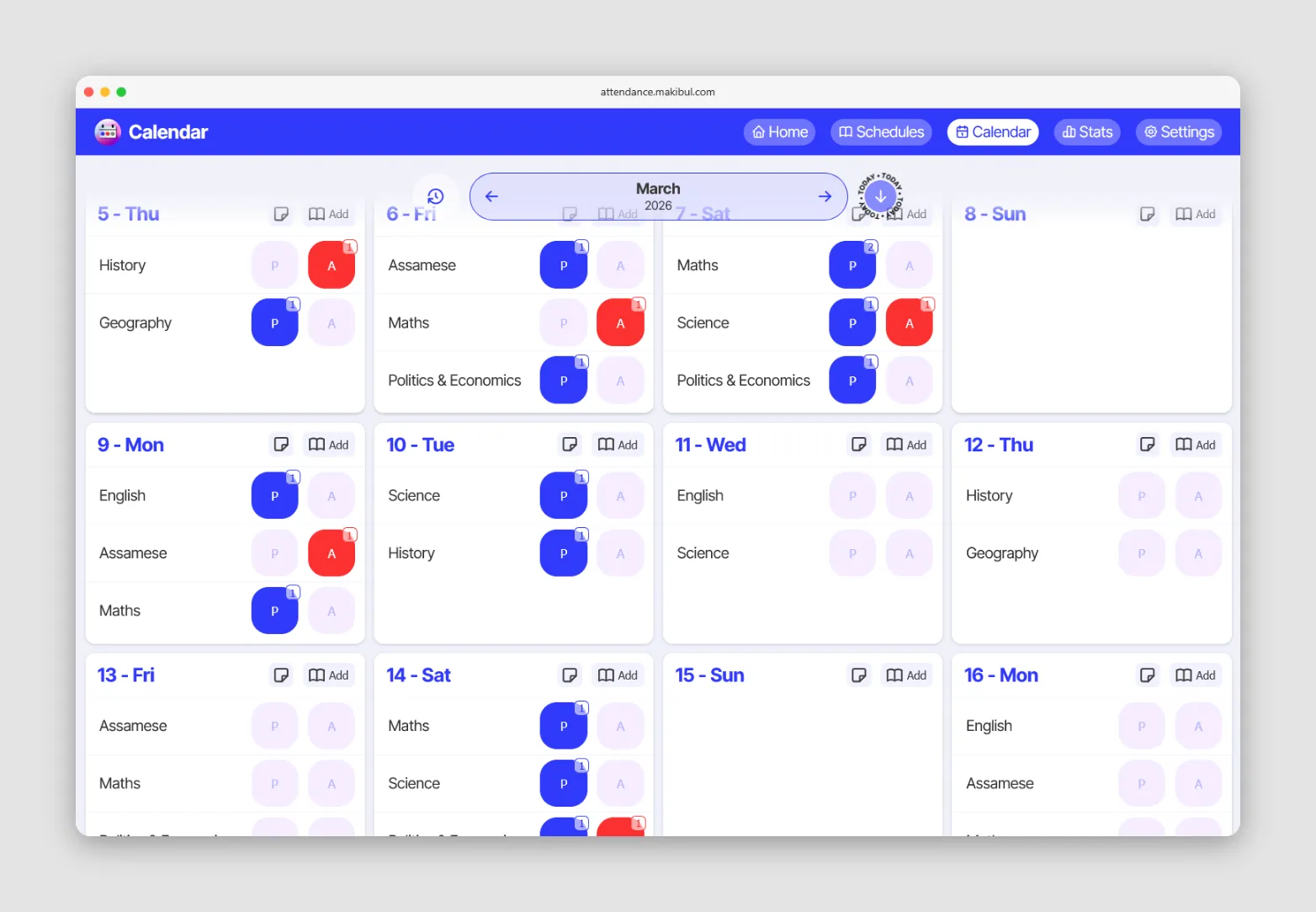 Attendance Tracker Screenshot 2