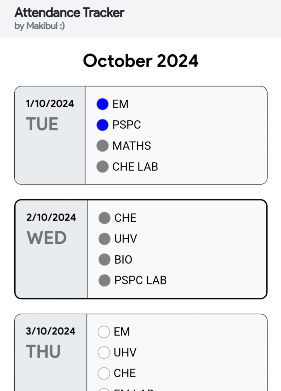 Attendance Tracker Homepage