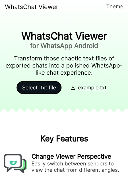 WhatsChat Viewer Landing Page